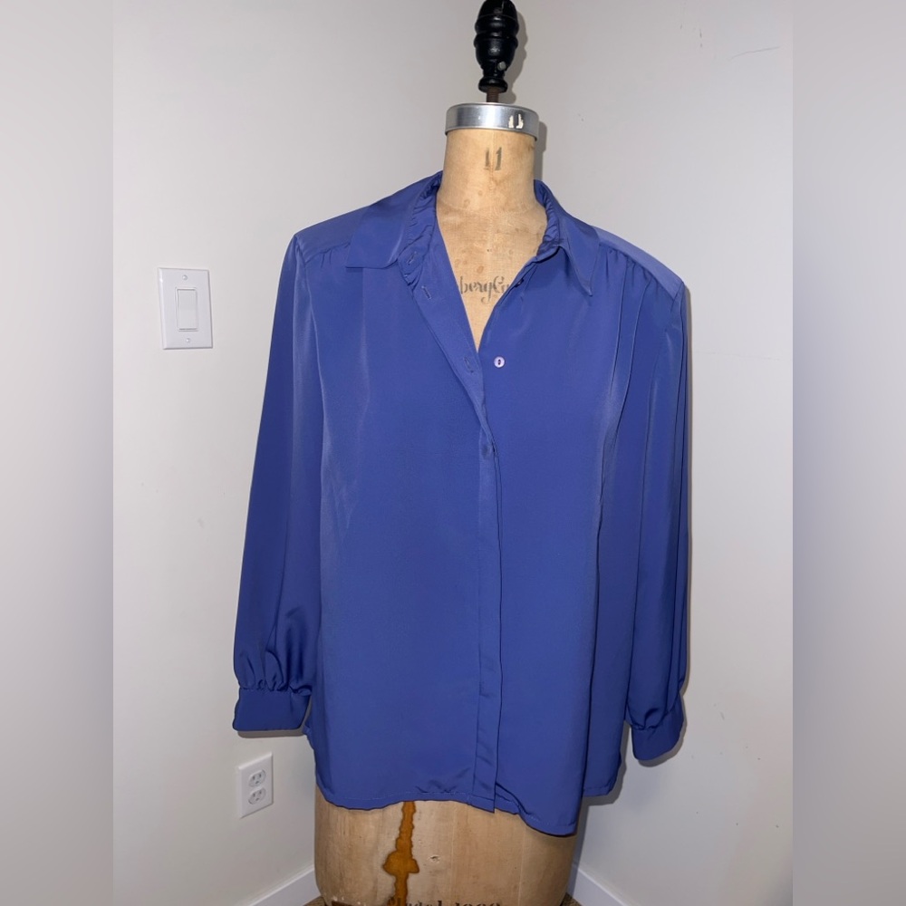 Pendleton Country Sophisticates Royal Blue Silk-Blend Button Down Blouse